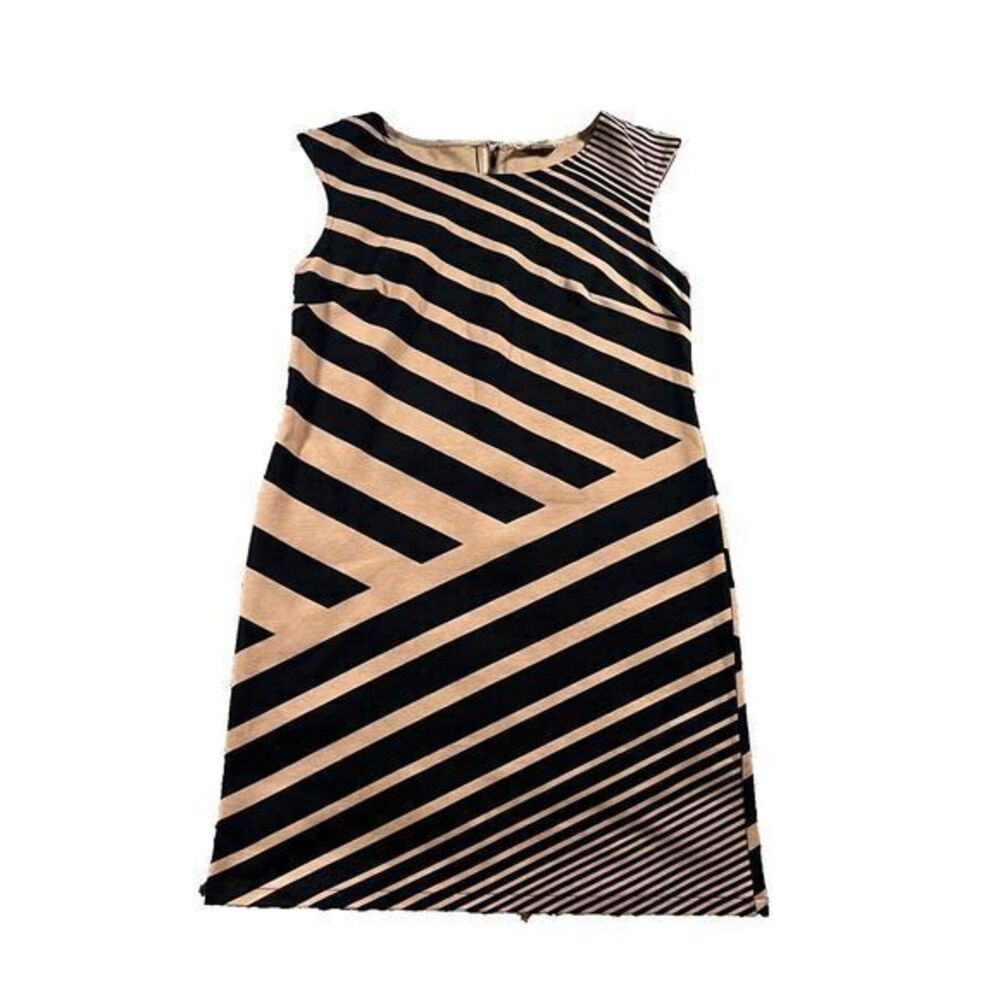 Loft Dress Womens 4 Brown Black Ponte Knit Sheath Career Office Siren Minimalist